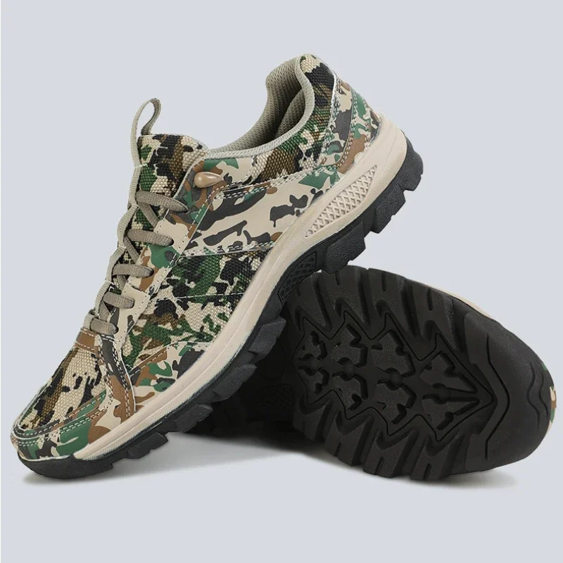 Tactical mens sports shoes mesh hunting shoes mens wear-resistant and breathable sports shoes camouflage anti slip shoes 240715