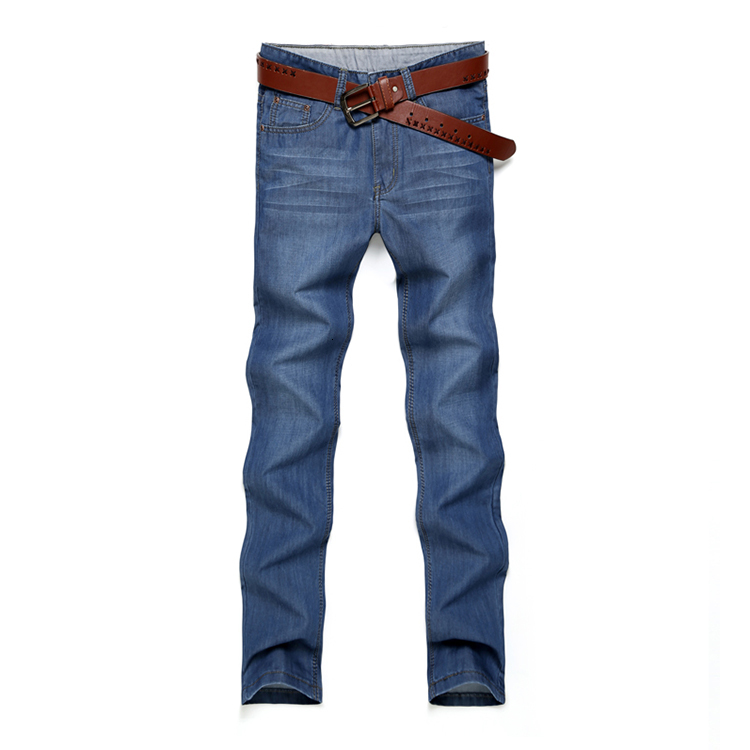Spring and summer new Korean version slim fit straight leg business jeans men's casual ultra-thin long pants