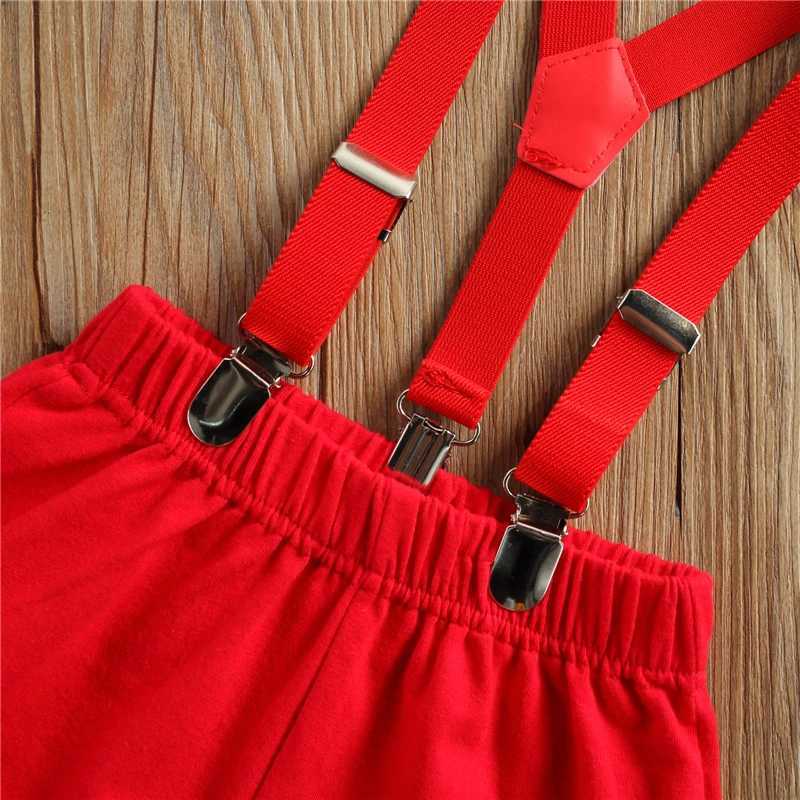 Clothing Sets Baby Boys 2Pcs Gentleman Clothes Set Short Sleeve Bow Tie Decorations Solid Color Romper with Suspenders Short Pants