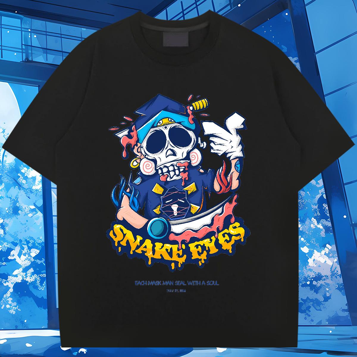 Classic Man T Shirts Skeleton 230g 100% Cotton Custom Cartoon Sport Men Clothes T-Shirt O-Neck Short Sleeve Cotton Unisex