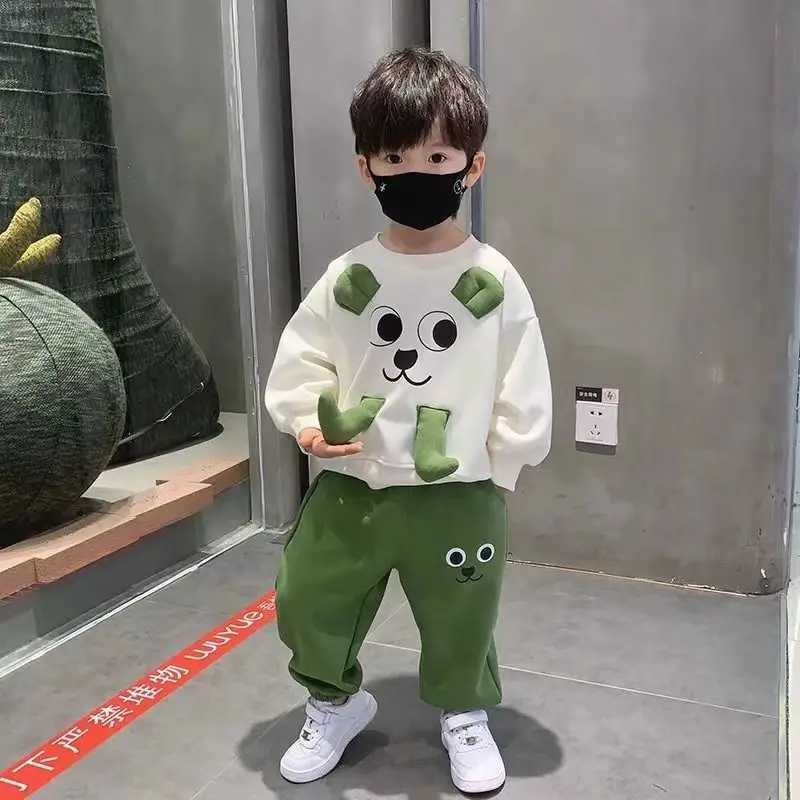 Clothing Sets Kids Boys Spring And Autumn Sweater Set 2023 New Fashionable Boys Clothes Childrens Cartoon Casual Two Piece Set For Boys