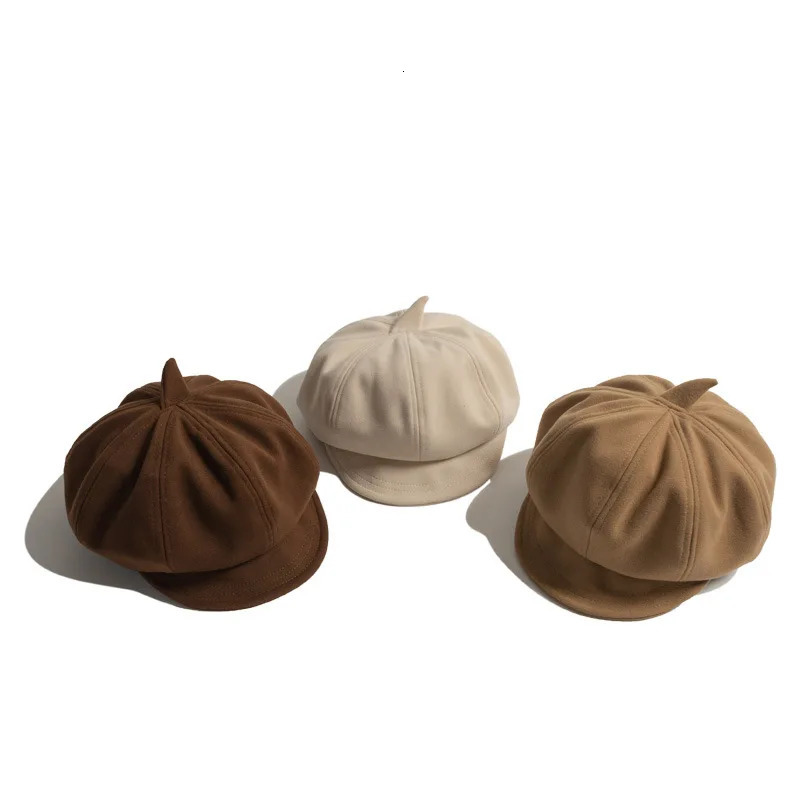 27 Years Children Beret Fashion Retro Tweed Octagonal spaper Hats Boys Girls Baby England Leisure Warm Hundred 240716