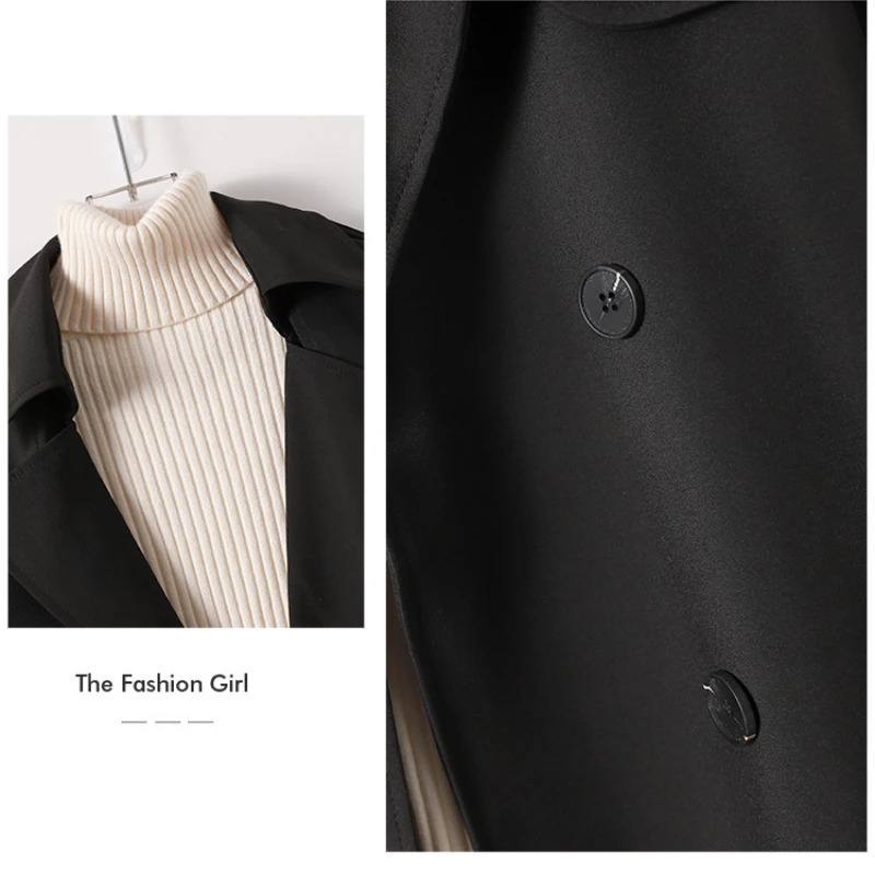 Trench Coat for Women Fashion Winter Clothes Women Long Coats and Jackets Women Belt Double Breasted Trench Coat Women Clothing 240716