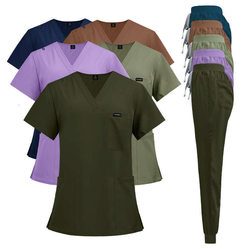 Scrubs Two Piece Set Women Designer Two Piece Set Women New Arrival Non-ironing French High Elasticity Ventilation Popular Temperament Loose Self-cult