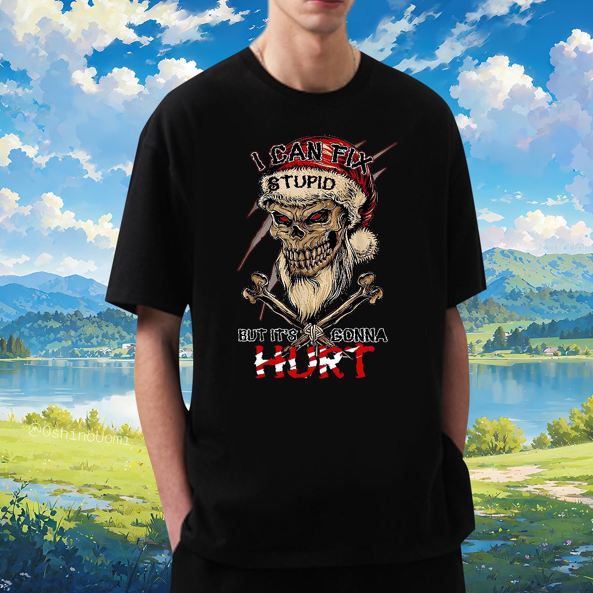 Stylist T Shirt For Man Skeleton 100% Cotton 230g Black Oversized Street Wear Men Clothes T-Shirt Crew Neck Cotton Breathable Brand