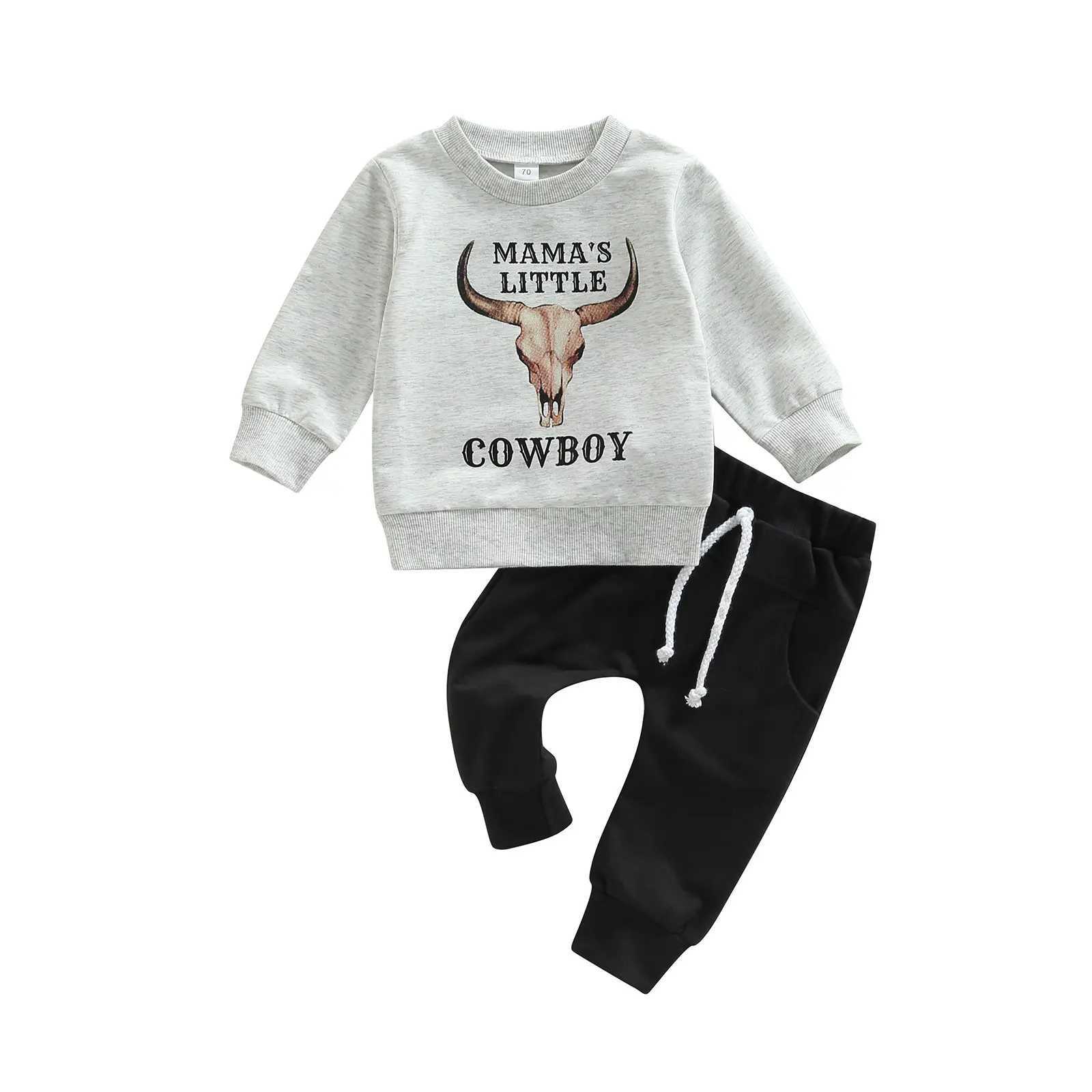 Clothing Sets Baby Clothes Newborn Boy Spring 2Pcs Set Letter Cattle Print Top Pants fall Outfits Clothes Baby Girls Clothing Suit