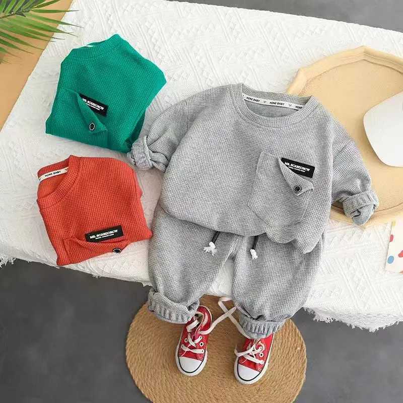 Clothing Sets Boys Spring And Autumn Set 2023 New Korean Edition Fashionable Baby Long sleeved Sweater Baby Clothes Two Piece Set Kids Outfits