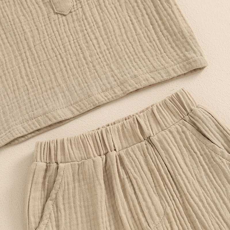 Clothing Sets Kids Summer Clothes Sets Outfits 2 Pcs Linen Cotton Infant Baby Boys Clothing Newborn Top T-Shirt+Shorts Children Suit