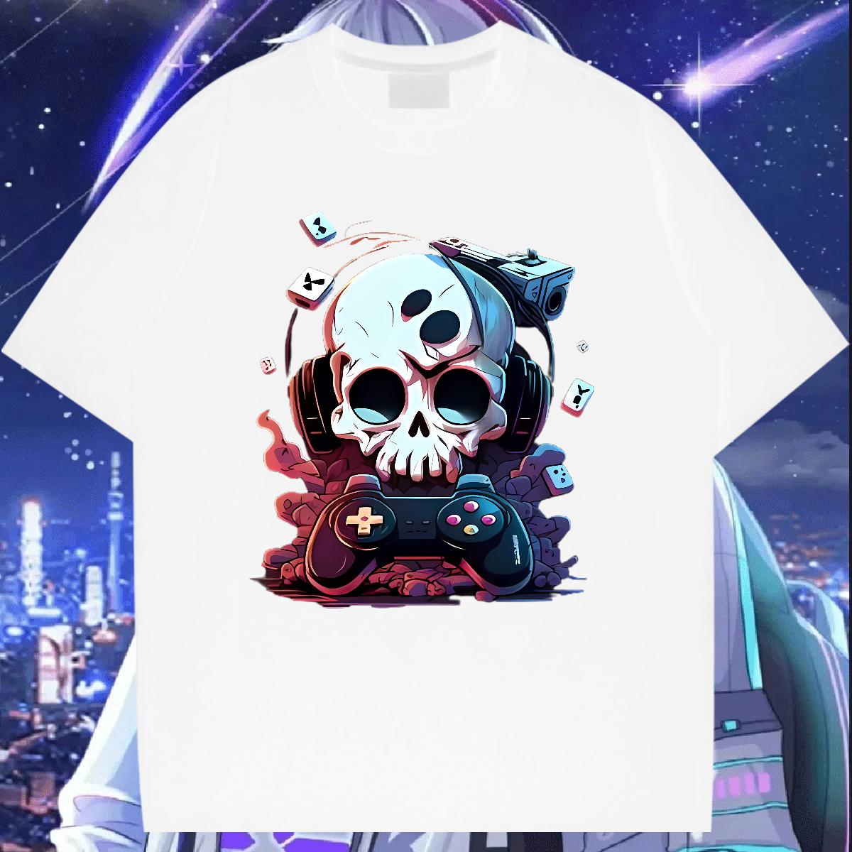 Cool Design Men Clothes T-Shirt Skeleton 230g 100% Cotton Breathable Crew Neck Daily Outfit Mens T Shirts DIY Logo Oversized Classic Tops