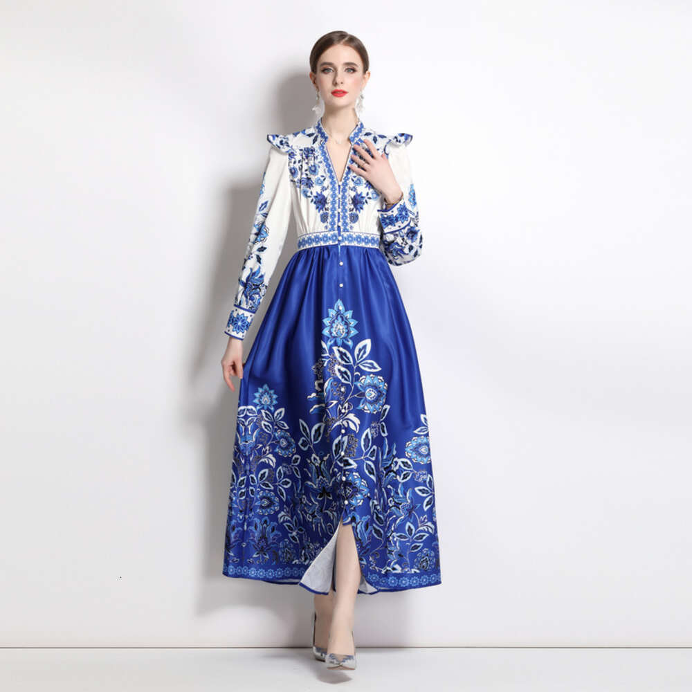 2023 Spring French Slimming Waist, Hepburn Style Elegant Big Swing Skirt Dress Muslim Fishtail Dress Chiffon Floral Dress Waist Short Sexy Loose Silk 