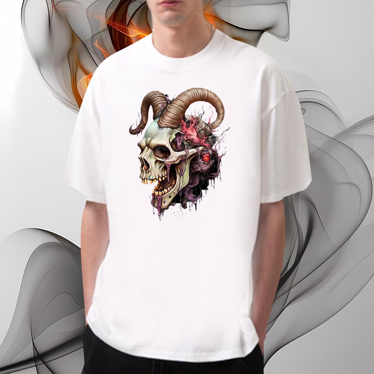 5A T Shirts Men Skeleton 100% Cotton 230g Sport Breathable Crew Neck Tshirt for Man Woman Fashion Custom Cartoon Tops Shirt