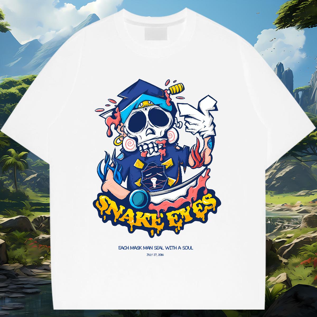 Loose Fit T shirt Skeleton 230g 100% Cotton Daily Wear Round Neck Short Sleeve Tshirt for Man Woman New Arrival Custom Anime Polos