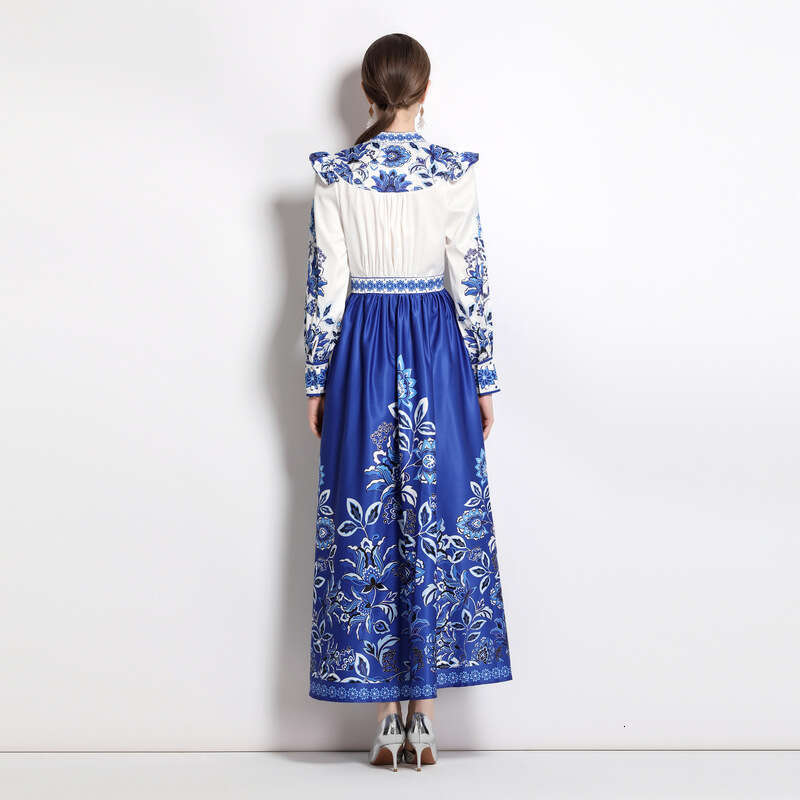 2023 Spring French Slimming Waist, Hepburn Style Elegant Big Swing Skirt Dress Muslim Fishtail Dress Chiffon Floral Dress Waist Short Sexy Loose Silk 