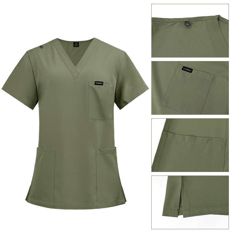 Scrubs Two Piece Set Women Designer Two Piece Set Women New Arrival Non-ironing French High Elasticity Ventilation Popular Temperament Loose Self-cult