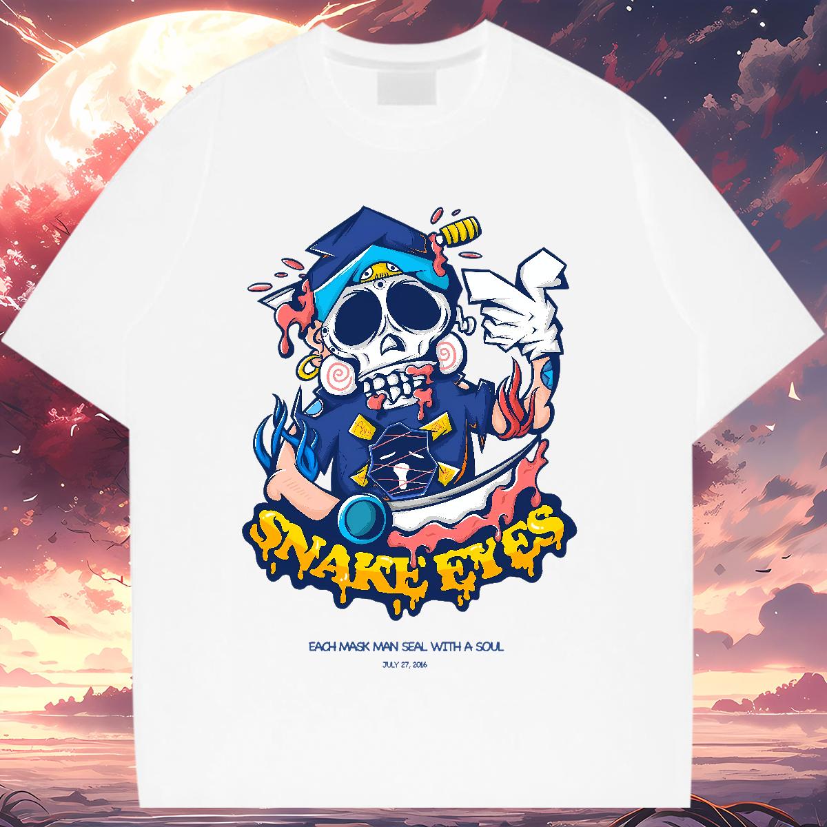 2024 New T Shirt For Man Skeleton 100% Cotton 230g Customized Hip Hop Tshirts Breathable Short Sleeve Unisex