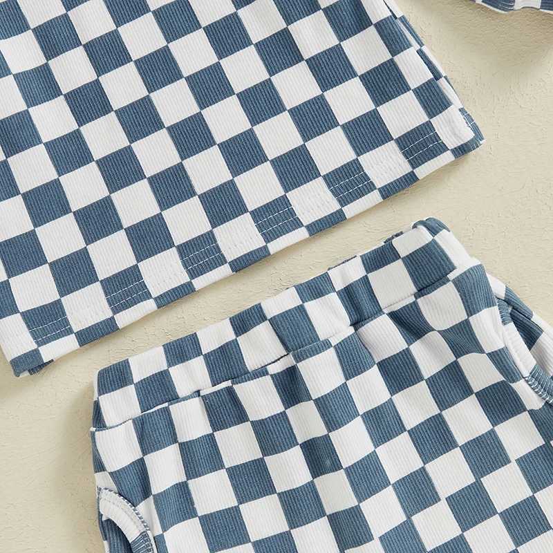 Clothing Sets 2PCS Autumn Baby Tracksuit For Toddler Boys Outfits Long Sleeve Checkerboard Print Pullover Tops Long Pant Toddler Clothes Set