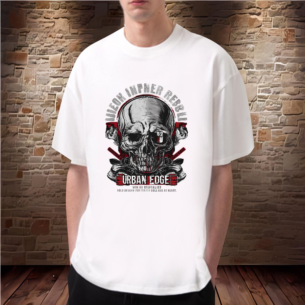 Cool Design Men Tops Tees Skeleton 230g 100% Cotton Round Neck Short Sleeve High Street Hip Hop T-Shirts Customized Print Fashion Design Top Tees