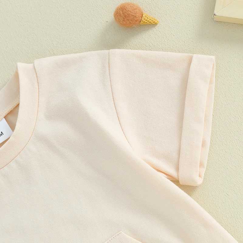Clothing Sets Toddler Infant Boys 2 Piece Outfits Solid Color Short Sleeve Pocket T-Shirt and Elastic Shorts Summer Baby Boy Clothes Set