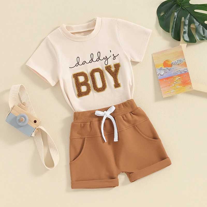 Clothing Sets Toddler Baby Boy Clothes Daddy Mama s Boy Short Sleeve T-Shirt Elastic Waist Shorts Set Summer Outfit