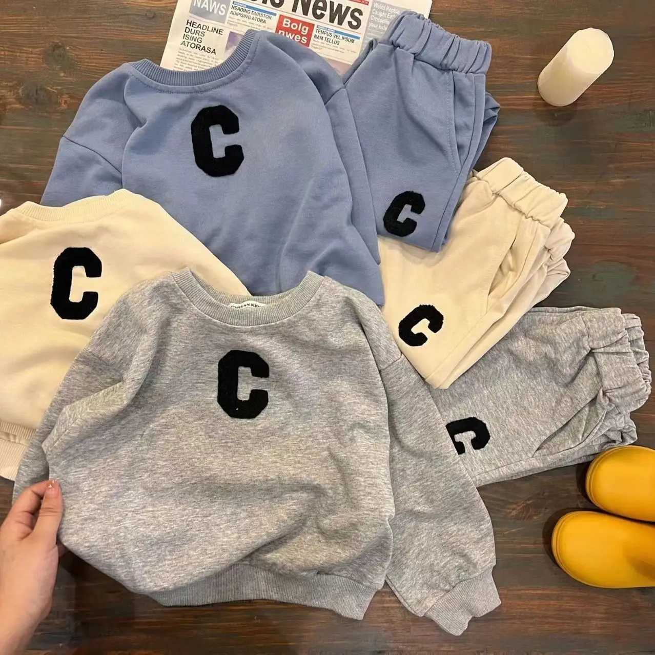 Clothing Sets Childrens Sweater Set Boys Spring And Autumn Clothing New 2023 Girl Two-piece Set Boys Casual Thin Style Trendy And Cool Kids