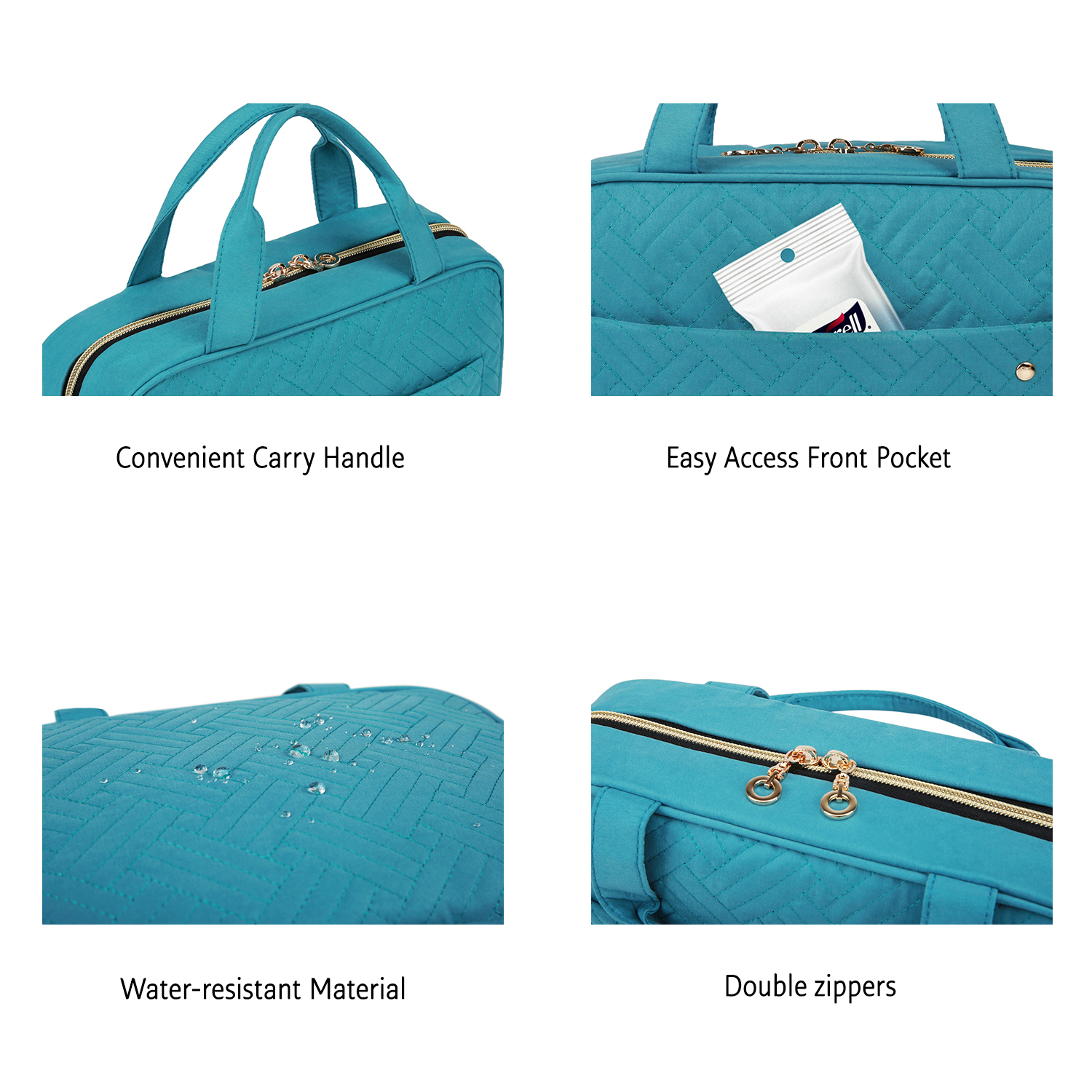 BAGSMART Toiletry Bag with Hanging Hook Water-resistant Makeup Bag Travel Organizer for Shampoo Full Sized Container Toiletries