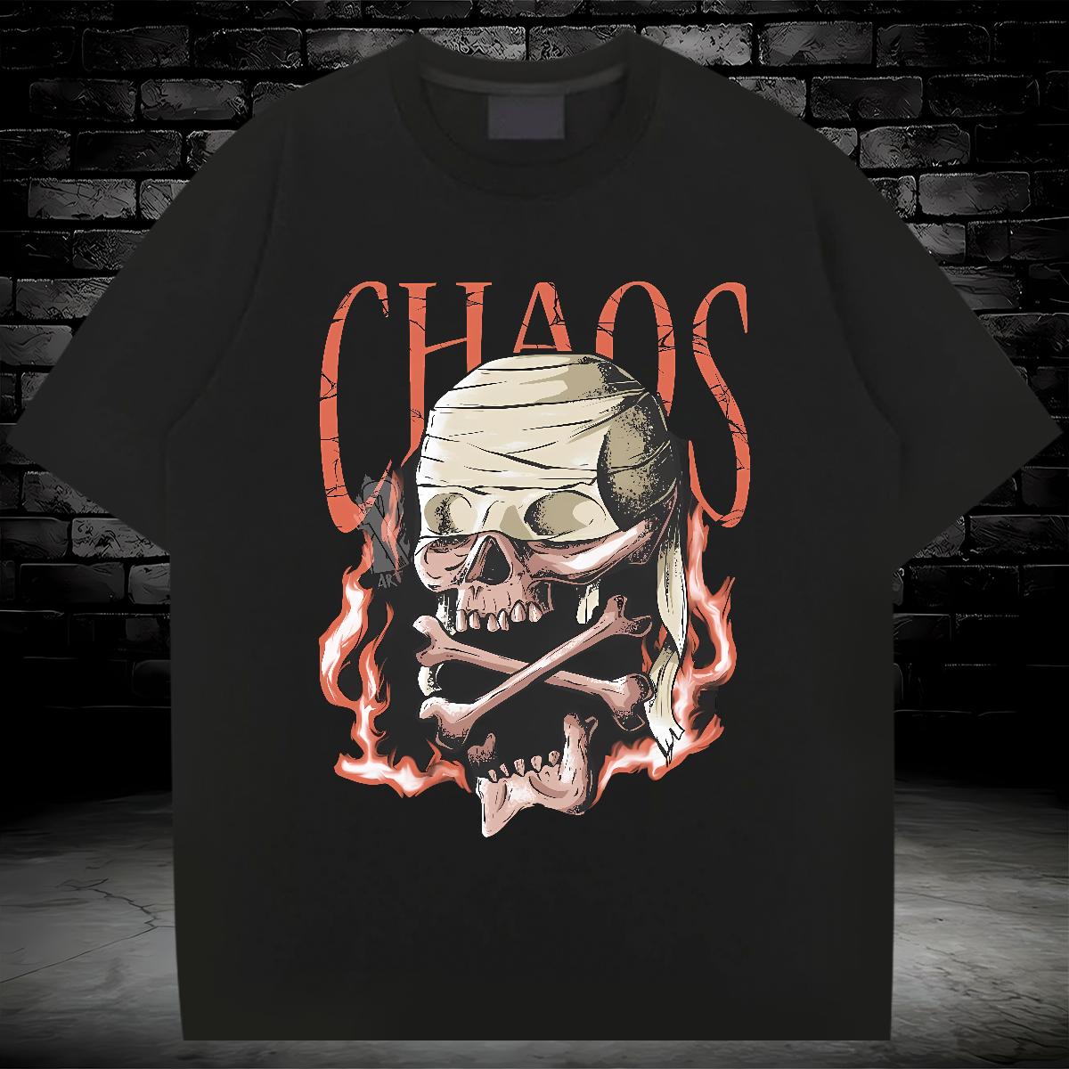 Factory Direct Mens T Shirts Skeleton Breathable Short Sleeve 230g 100% Cotton Tshirts Street wear Hip Hop Anime Print Brand Clothings