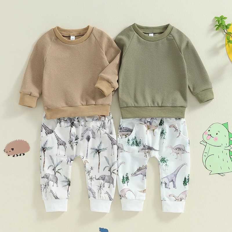 Clothing Sets Casual Animal Print Baby Boys Outfits Fall Toddler Clothes Set Sweatshirt Tops Elastic Waist Pants 2PCS Children Clothing Suit