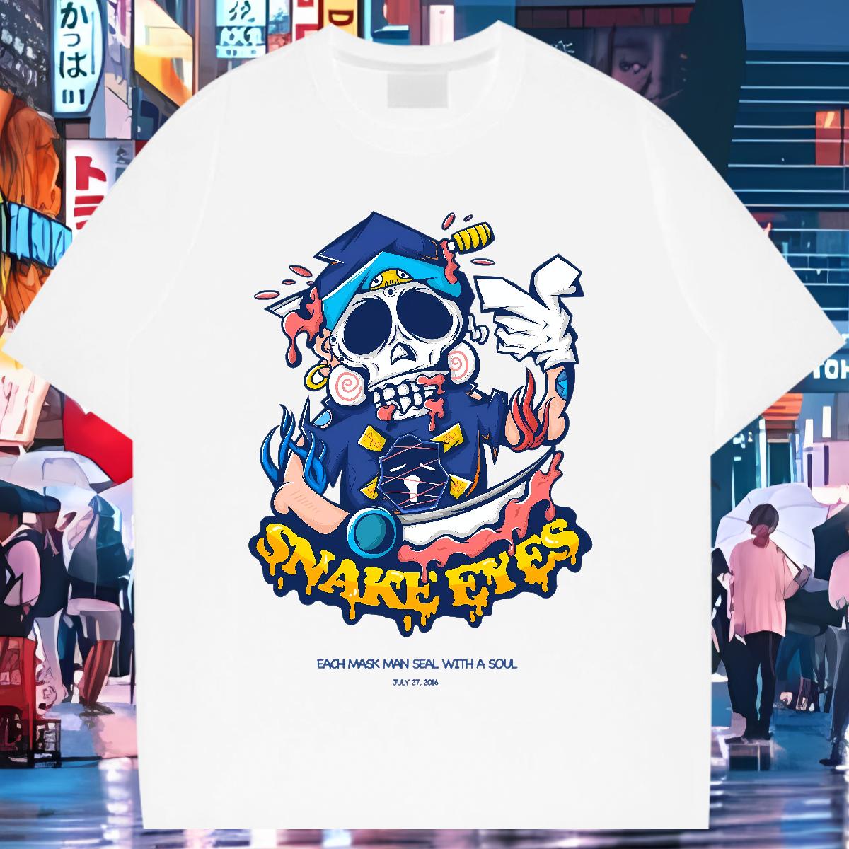 Cool Men Tops Tees Skeleton 100% Cotton 230g Short Sleeve Cotton O-Neck Casual Daily Wear T shirt Plus Size Cartoon New Designer Clothings