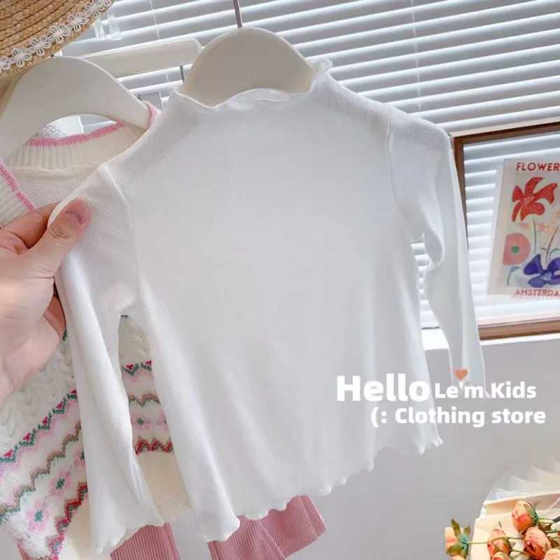 Clothing Sets 2-7Y Girls Baby Clothes Suit Spring and Autumn 2024 New Fashionable Cute Childrens T-shirt Vest Bell-bottoms Three Piece Set