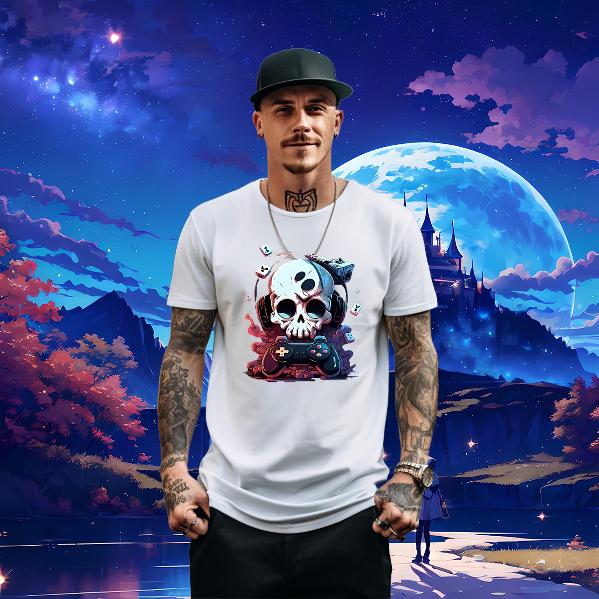 Classic T shirt Skeleton 100% Cotton 230g Spring Summer Breathable Short Sleeve Men Tops Tees 2024 Custom Printing Tee Shirt
