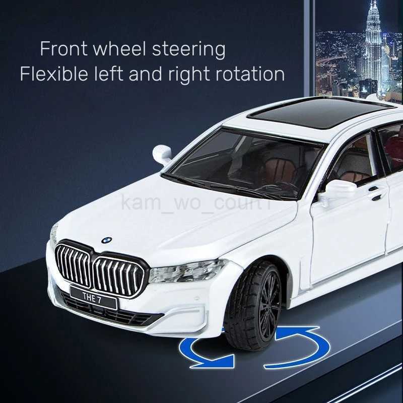 1 24 BMW 760 THE7 Limousine Alloy Diecast Metal Toy Vehicles Car Model Sound Light Pull Back Car Collectibles Toy For Kid GiftM240717