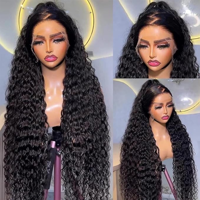 Water Wave Lace Front Wig Brazilian Virgin Human Hair 4x4 5x5 6x6 7x7 13x4 13x6 360 Full Lace Wigs for Women Natural Black Color Pre-Plucked Natural H