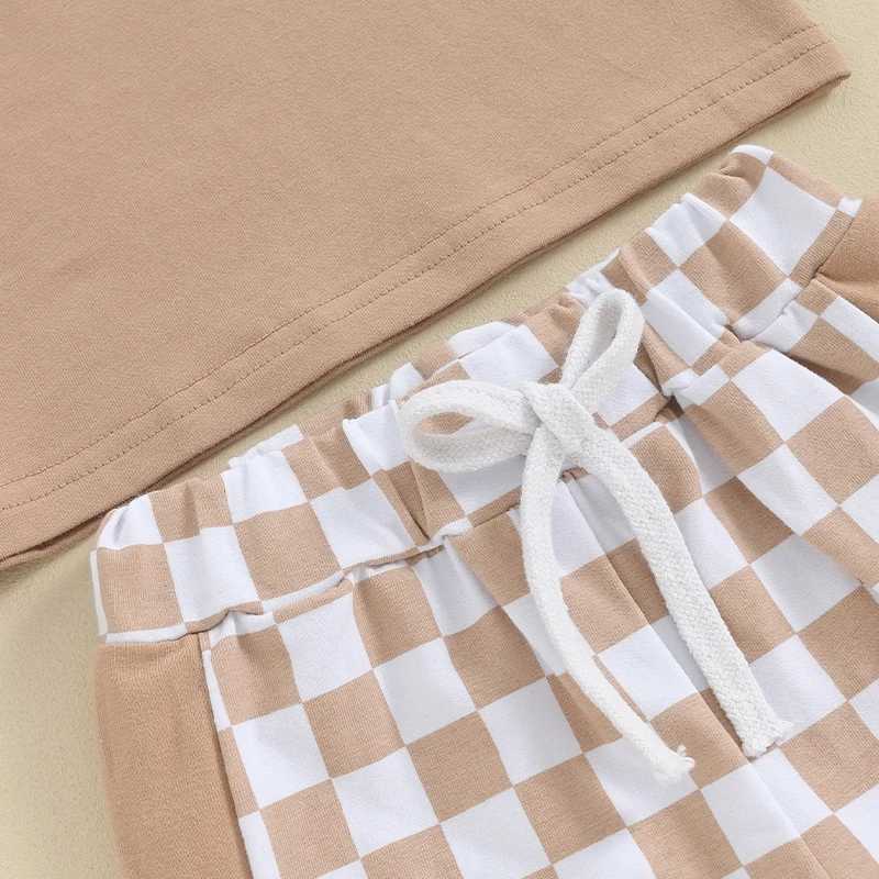 Clothing Sets 2Pcs Baby Boy Summer Outfits Casual Short Sleeve Tops + Checkerboard Printed Shorts Set Toddler Boys Clothes