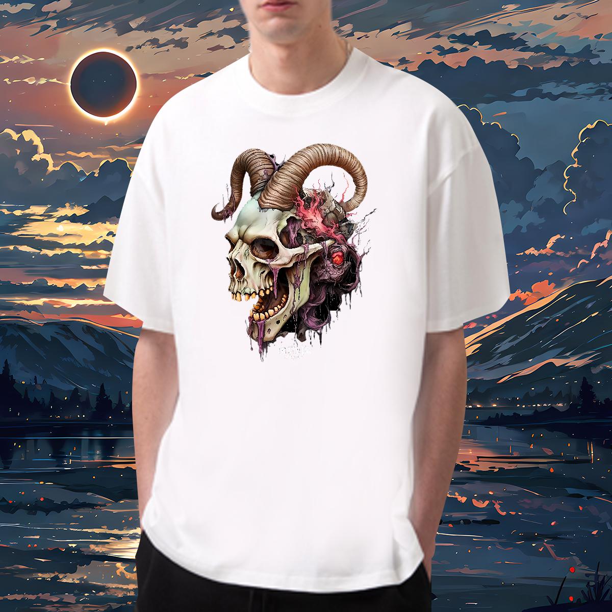 New Arrival T Shirts Men Skeleton 100% Cotton 230g DIY Printed Men Tees Street Casual Crew Neck Cotton Unisex Top Tees