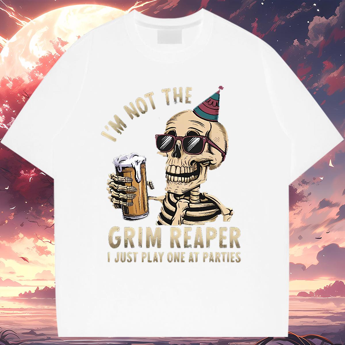 Wholesale T-Shirts for Men Skeleton 230g Cotton DIY Printed Street wear Hip Hop Tshirt for Man Woman Short sleeve Cotton Soft Loose