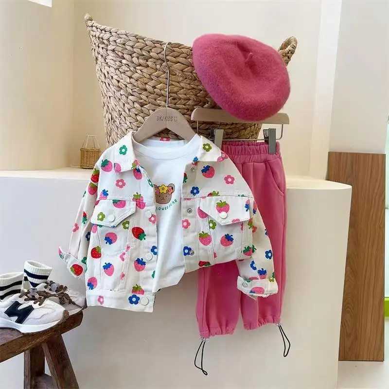 Clothing Sets Girls Coat 2023 New Western-style Childrens Fashionable Denim Top Spring and Autumn Girls Spring Coat