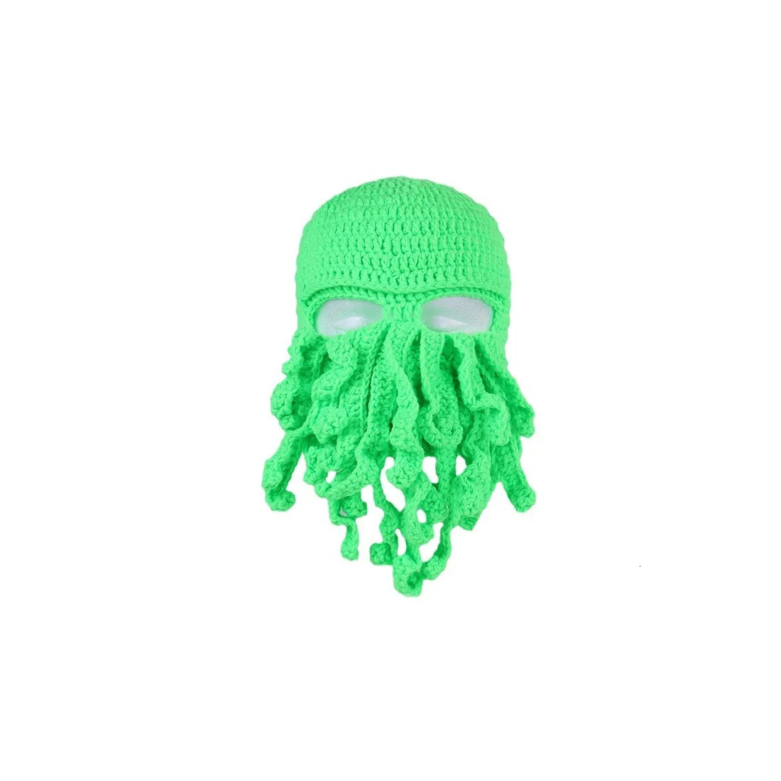Octopus Hat Squid Mask Funny Winter Warm Knit Beard Hat Skiing Biking Accessories Gifts for Men Women Kid Red 240715