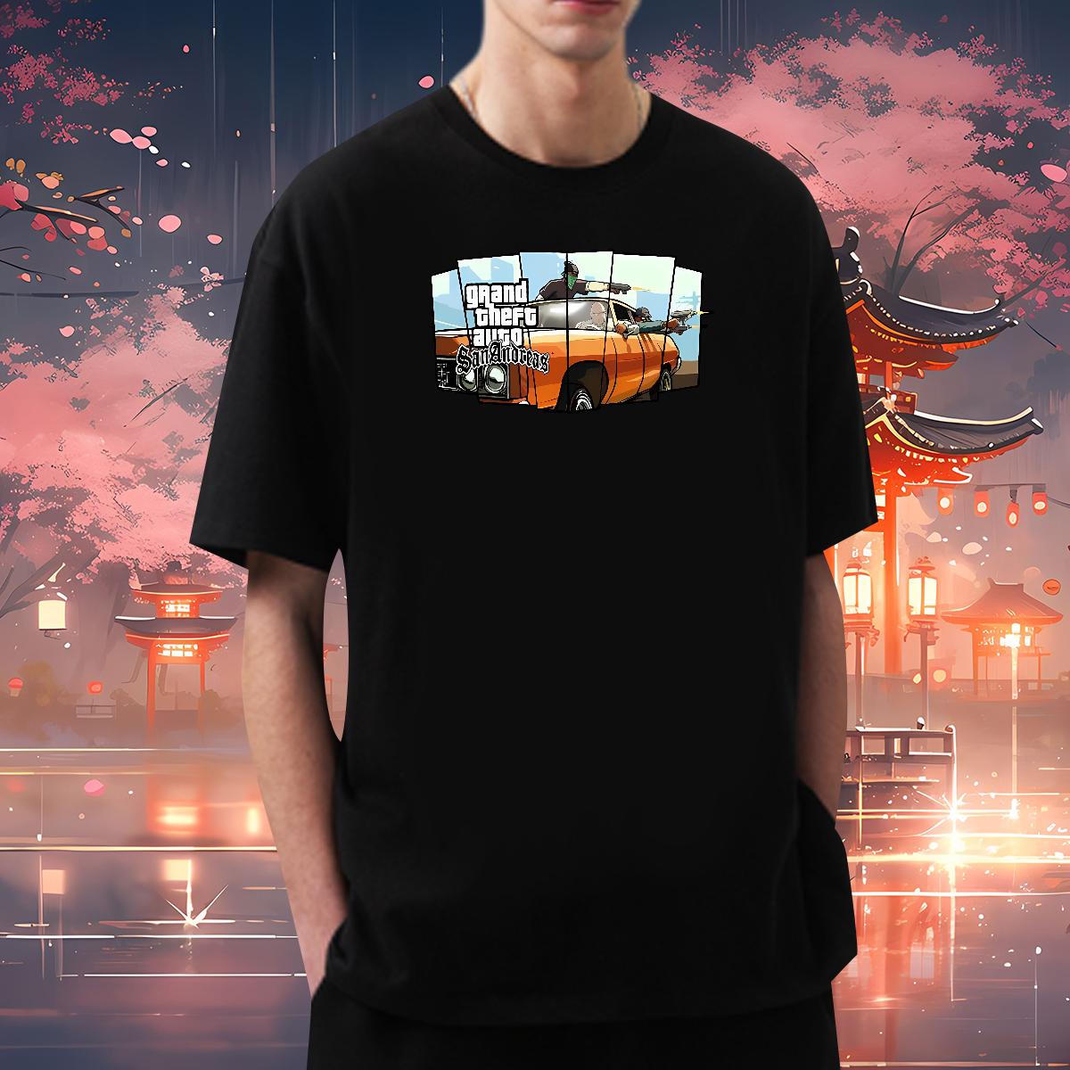 Classic Mens T Shirts racing 230g 100% Cotton Hip Hop Breathable Crew Neck Cotton Mens Tshirts 2024 Plus Size Cartoon Wear