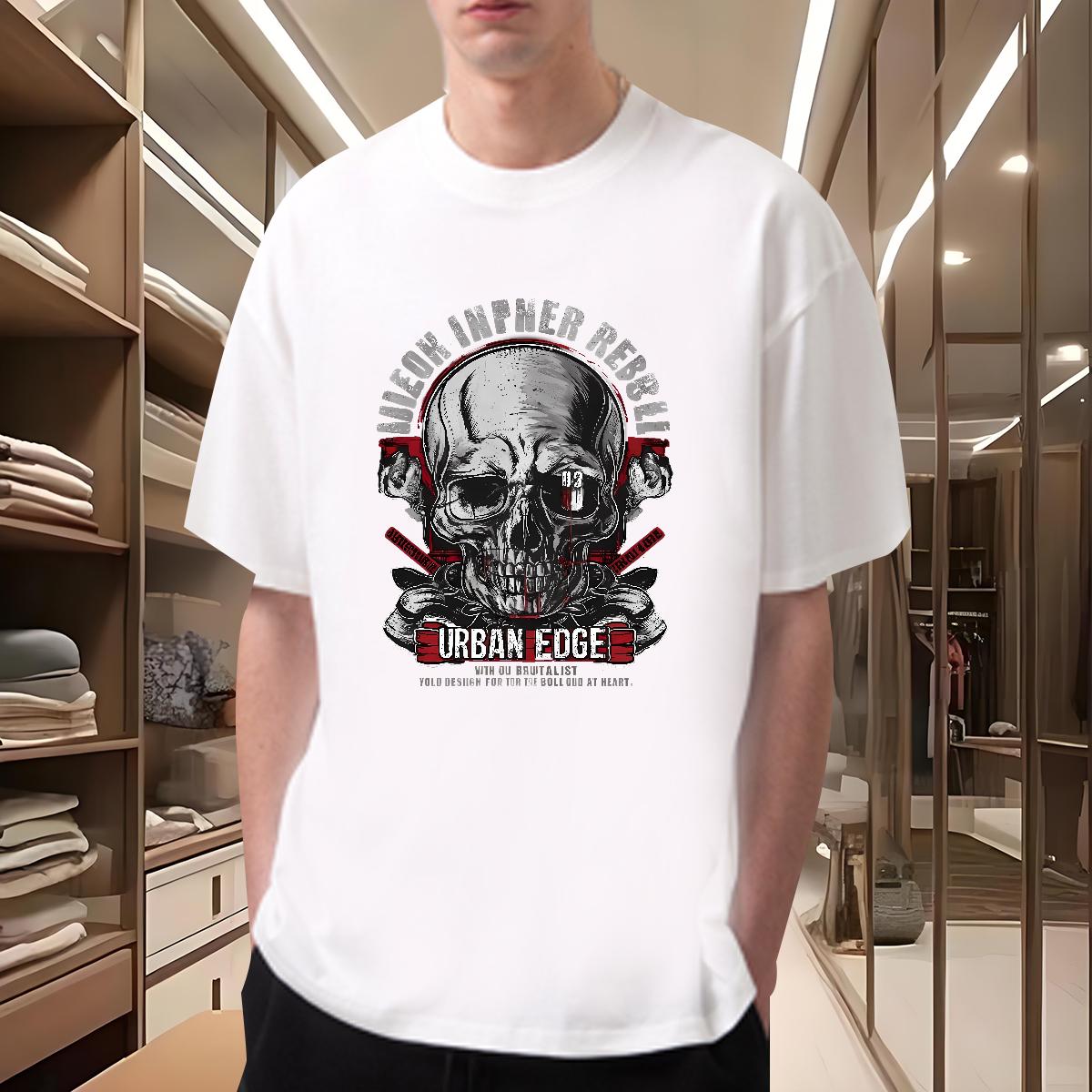 New Designer T Shirt For Man Skeleton 230g 100% Cotton Plus Size Custom Tshirts High Street Hip Hop Short sleeve Cotton Soft Classic Wear