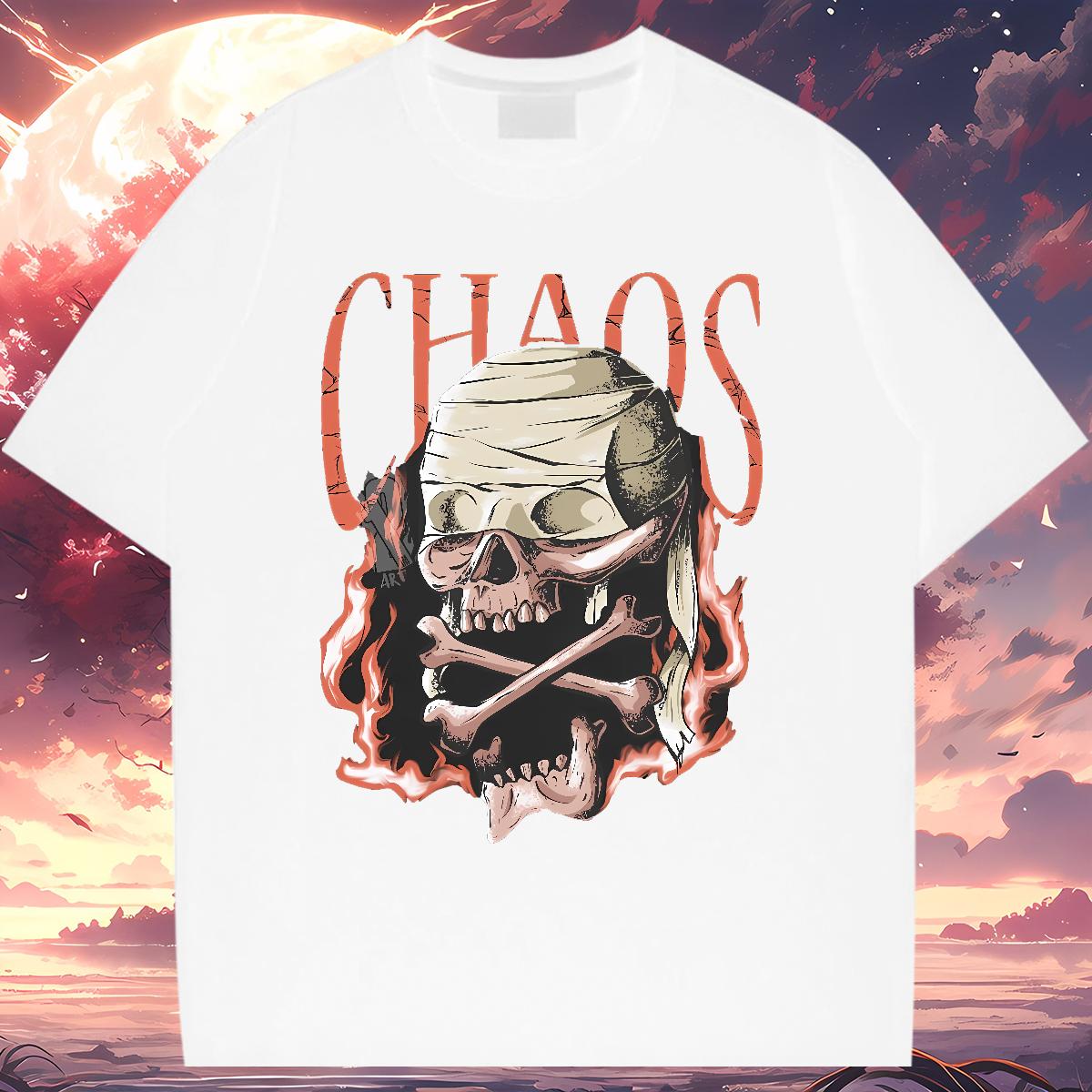 Stylist T Shirt For Man Skeleton 230g Cotton Customized Street wear Hip Hop Men Tops Tees Breathable Short Sleeve High Quality