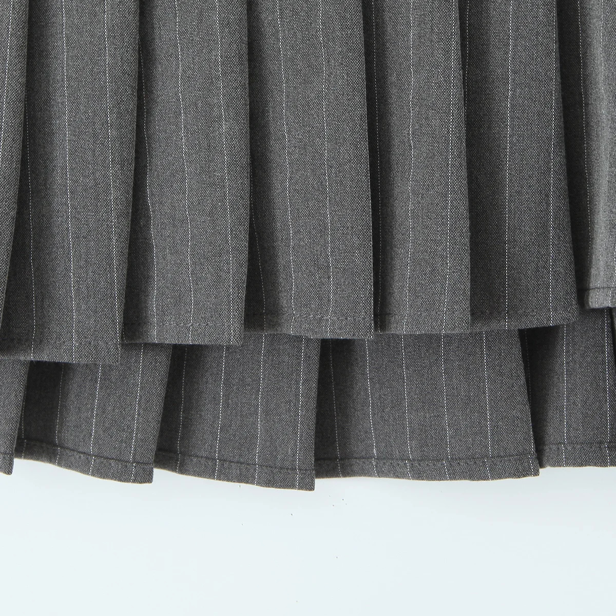 Y2K Grey Striped Print Side 3 Buttons Pleated Mini Skirt Sexy Low Waist Short Skater Skirts 240710