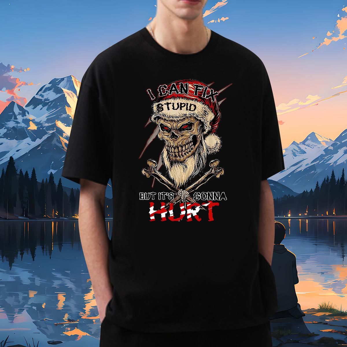 2024 New T shirt Skeleton 230g Cotton DIY Logo Oversized Casual Mens Tshirts Breathable Crew Neck Cool