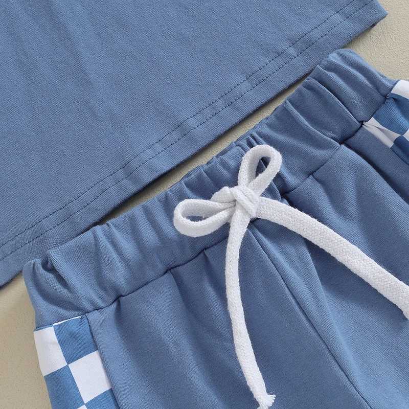 Clothing Sets Kids Clothes Set Baby Boys Plaid Print T-Shirt + Shorts Summer Clothing Cotton Casual Boys Tracksuit Children Baby Clothes Set