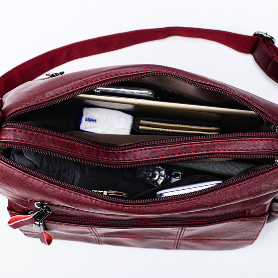 2 Layers Genuine Brand Leather Shoulder Messenger Luxury Handbags Women Bags Designer High Quality Crossbody Bags for Women Sac