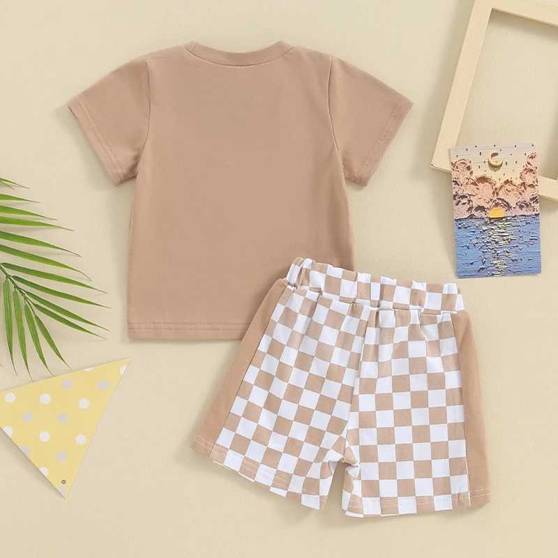 Clothing Sets 2Pcs Baby Boy Summer Outfits Casual Short Sleeve Tops + Checkerboard Printed Shorts Set Toddler Boys Clothes