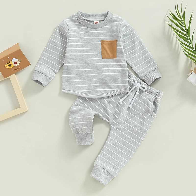 Clothing Sets Toddler Baby Boys Pants Set Striped Long Sleeve Crew Neck Sweatshirt with Elastic Waist Sweatpants Fall Outfit