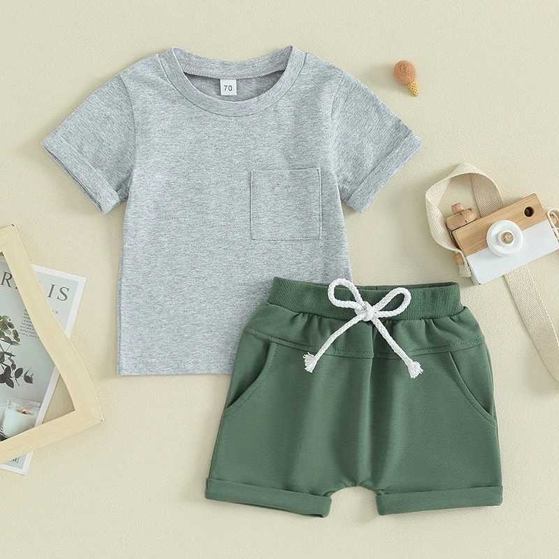 Clothing Sets 2Pcs Baby Boy Summer Outfits Clothing Set Casual Short Sleeve O Neck Tops T-Shirt +Solid Color Shorts Set Infant Clothes Outfits