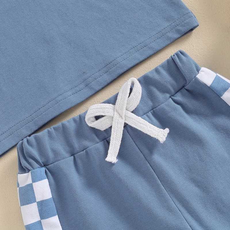 Clothing Sets Summer Infant Toddler Sleeveless Shorts Set Baby Kids Boys Cotton Pocket Tank Tops+Checkerboard Shorts Two-piece Suit 0-4Y