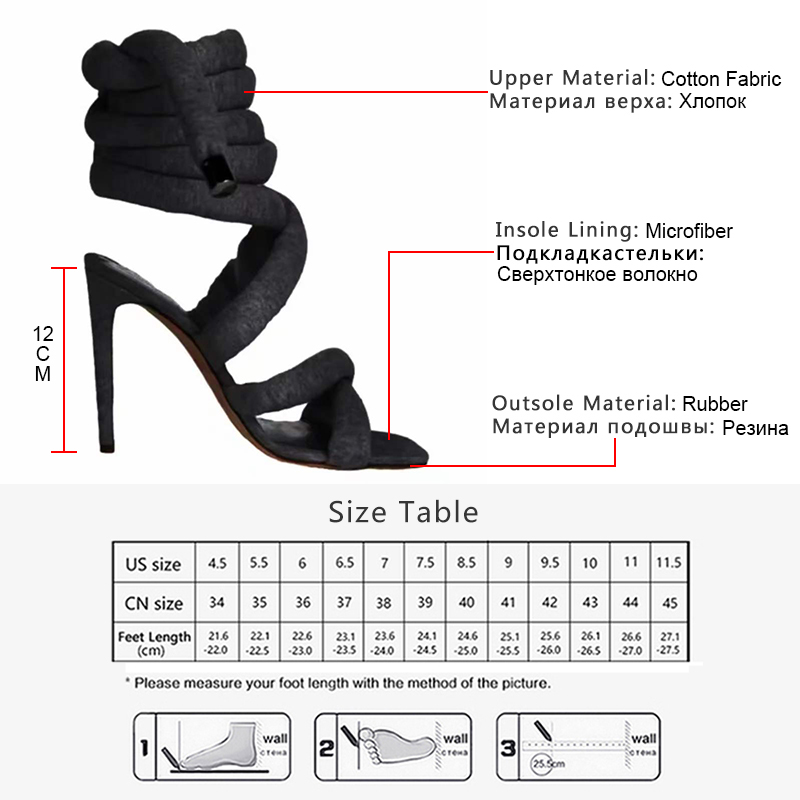 GOGD Designer New 2023 Summer Sandals Gladiator Shoes Cloth Rope Lace Up Strappy Temperament Sexy Party Cross-tied High Heels