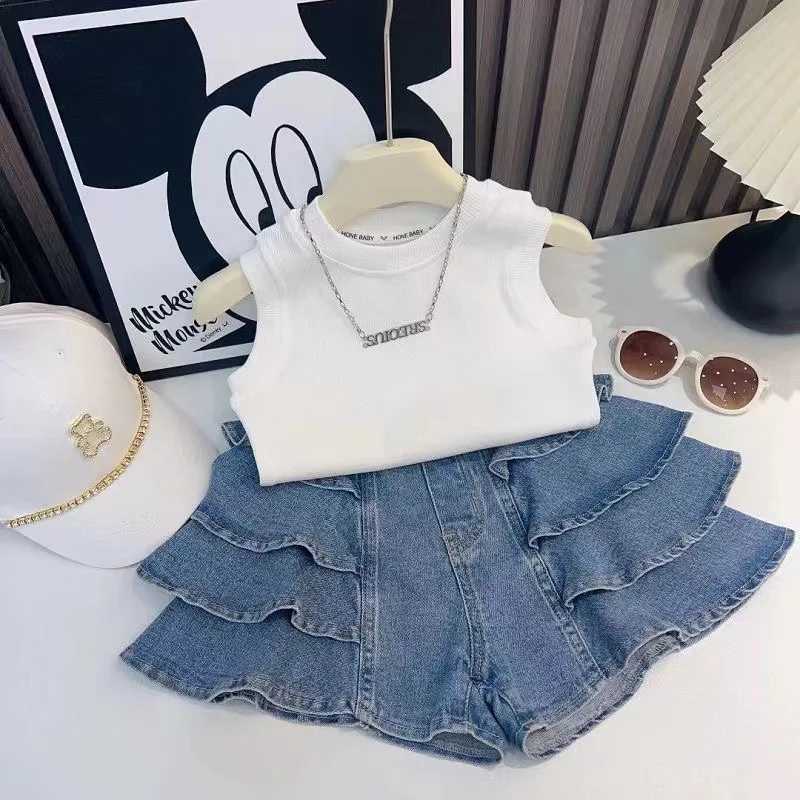 Clothing Sets Girls Clothing Suit Children Short-Sleeved Shirt +Skirt 2Pcs Sets Baby Fashion Summer Outfits 3-13 T New 2024 Kids Outfits